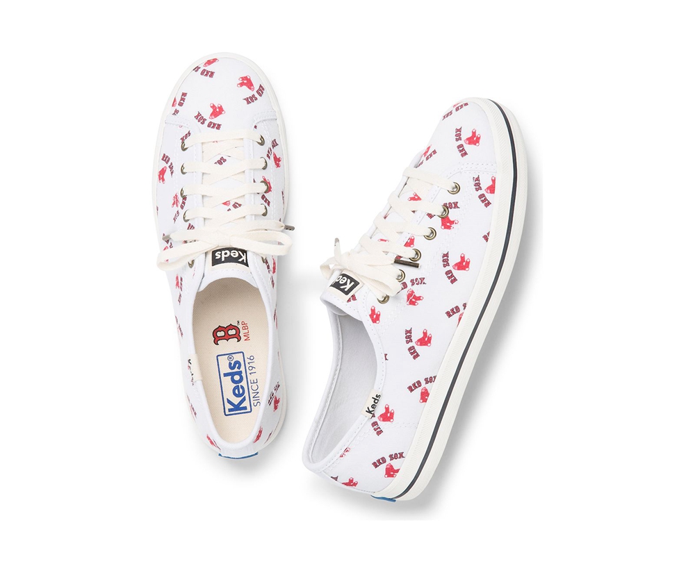 Basket Keds Femme Blanche/Rouge - Kickstart Mlb® - 473-RLHIJP